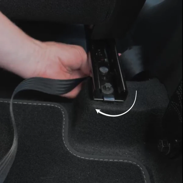 two column block installing tether under seat rail